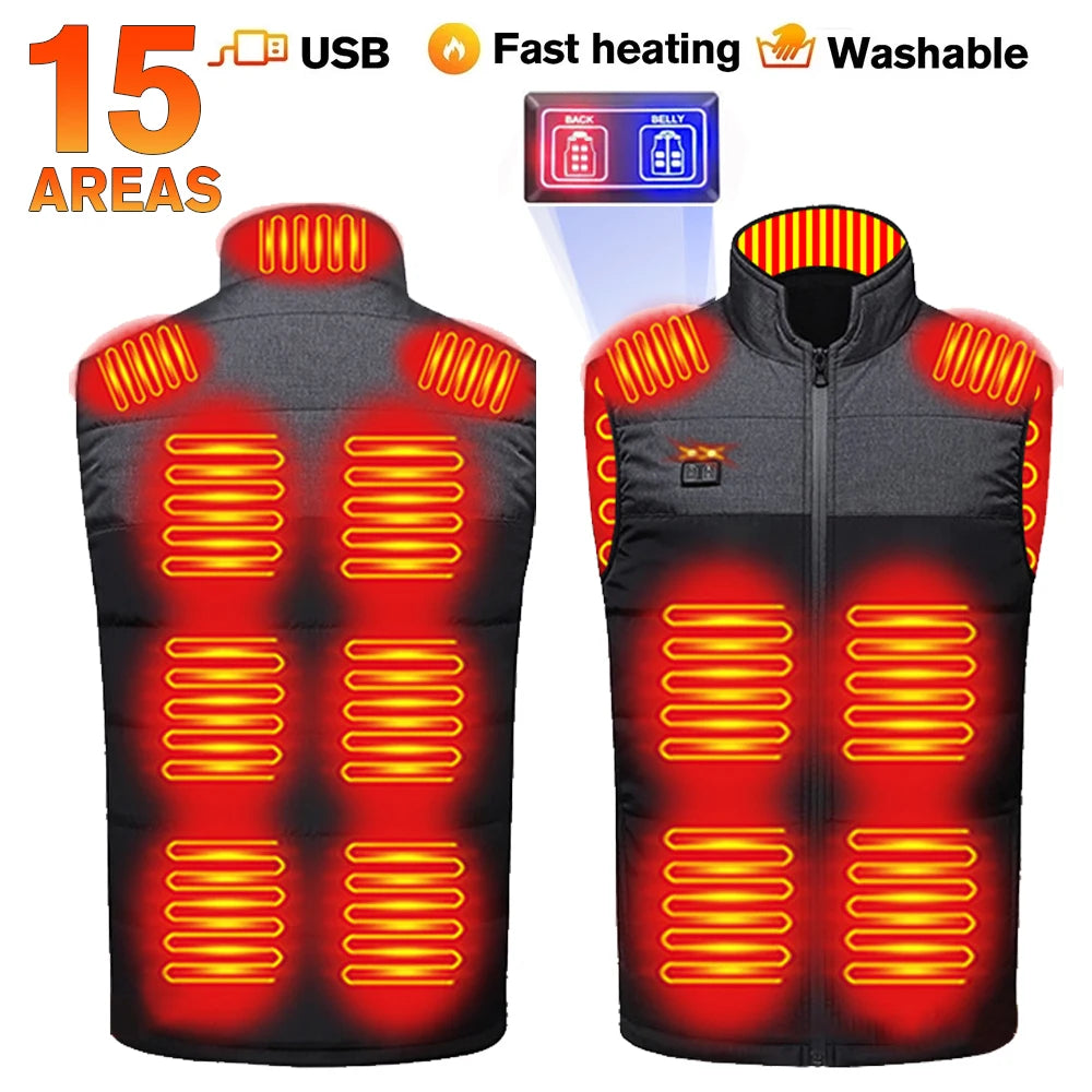 USB 21 Heating Zones Vest Winter Outerwear Vests | Chuzko.com