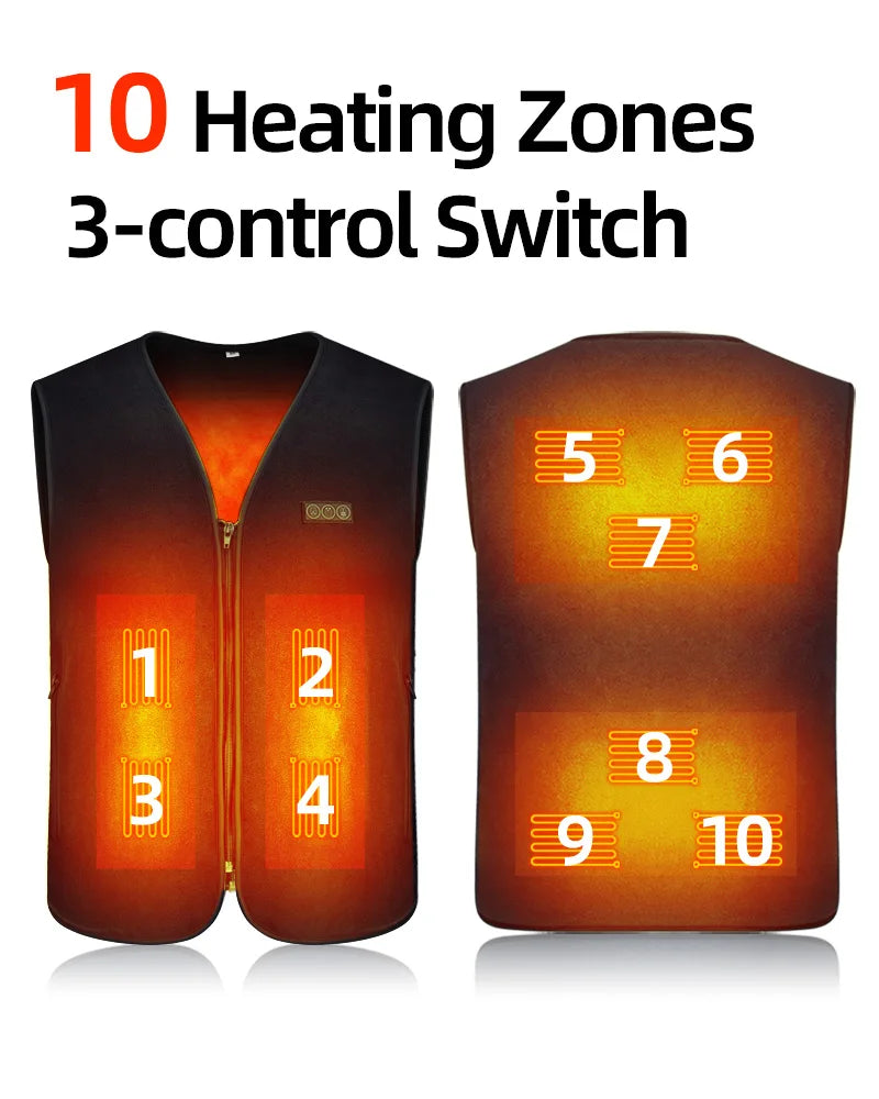 Unisex 10 Zone Heat Vest – USB Powered Waistcoat in Fleece | Chuzko.com