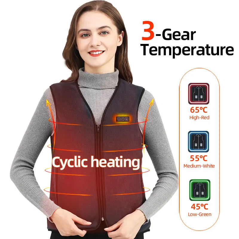 Unisex 10 Zone Heat Vest – USB Powered Waistcoat in Fleece | Chuzko.com