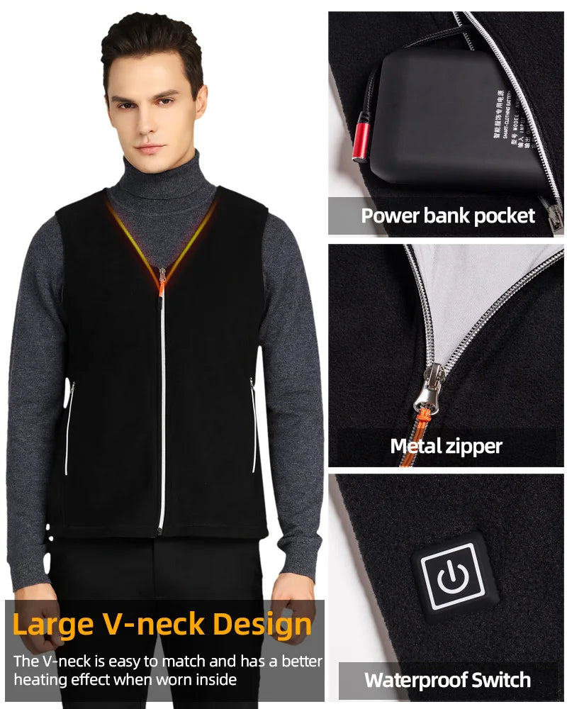 Unisex 10 Zone Heat Vest – USB Powered Waistcoat in Fleece | Chuzko.com