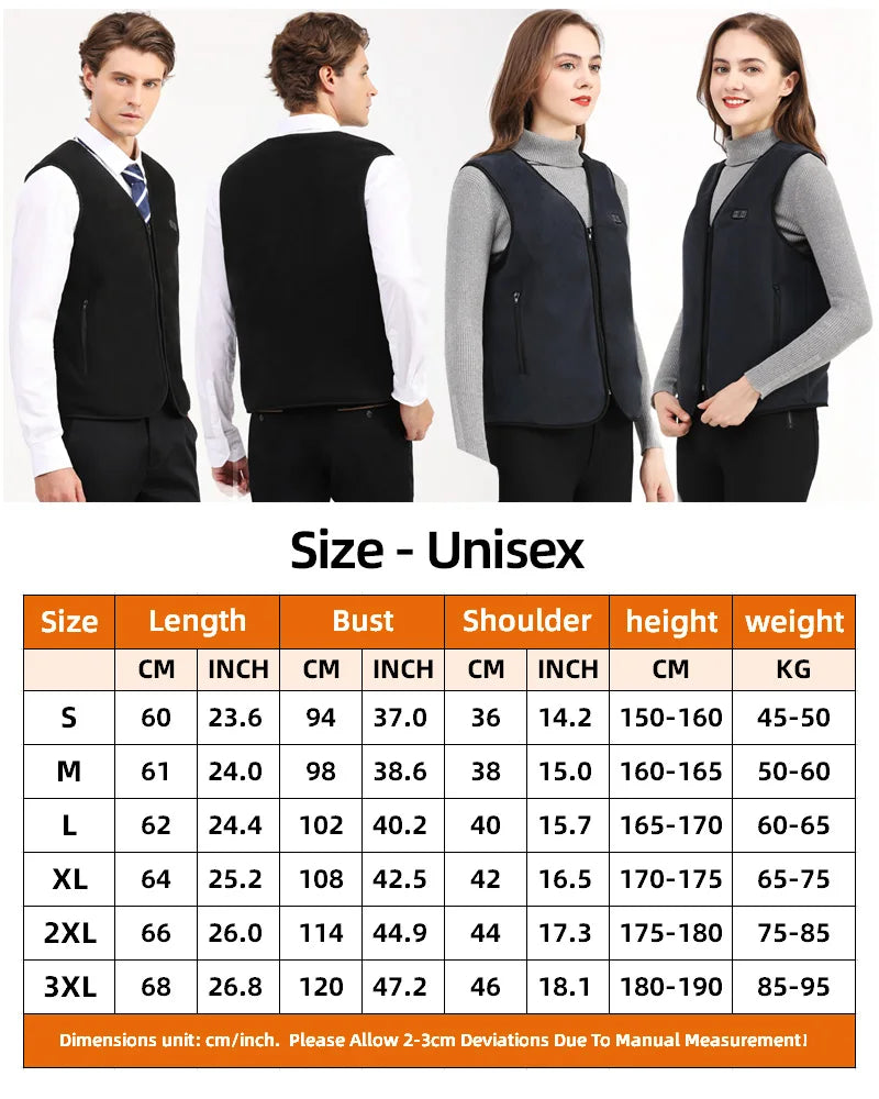 Unisex 10 Zone Heat Vest – USB Powered Waistcoat in Fleece | Chuzko.com