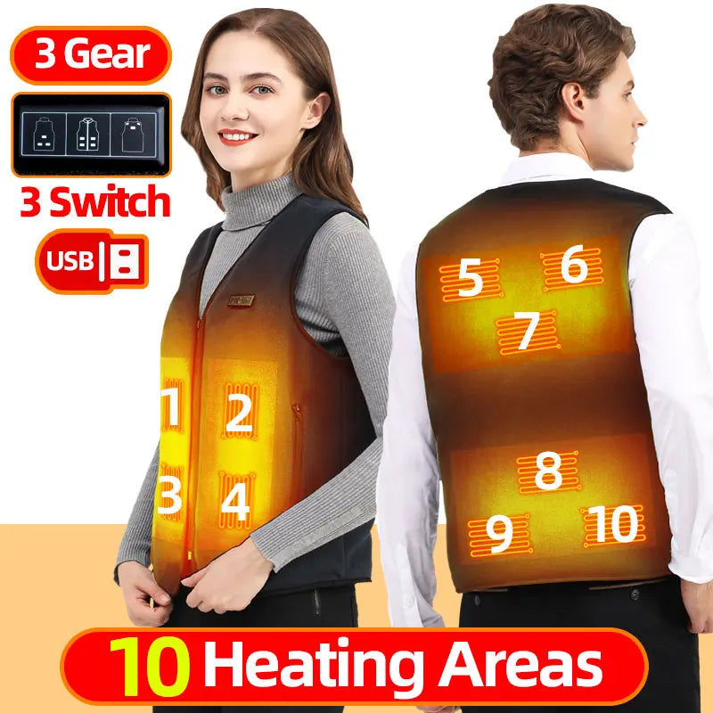 Unisex 10 Zone Heat Vest – USB Powered Waistcoat in Fleece | Chuzko.com