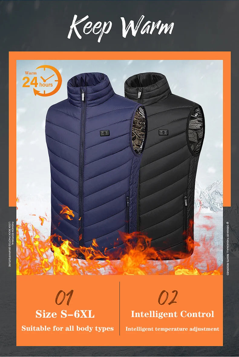 Heat On-Demand Waistcoat  USB Advanced Multi-Zone Heating Vest | Chuzko.com