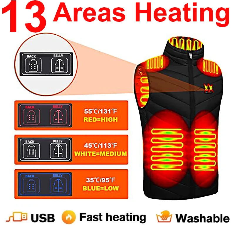 Heat On-Demand Waistcoat  USB Advanced Multi-Zone Heating Vest | Chuzko.com