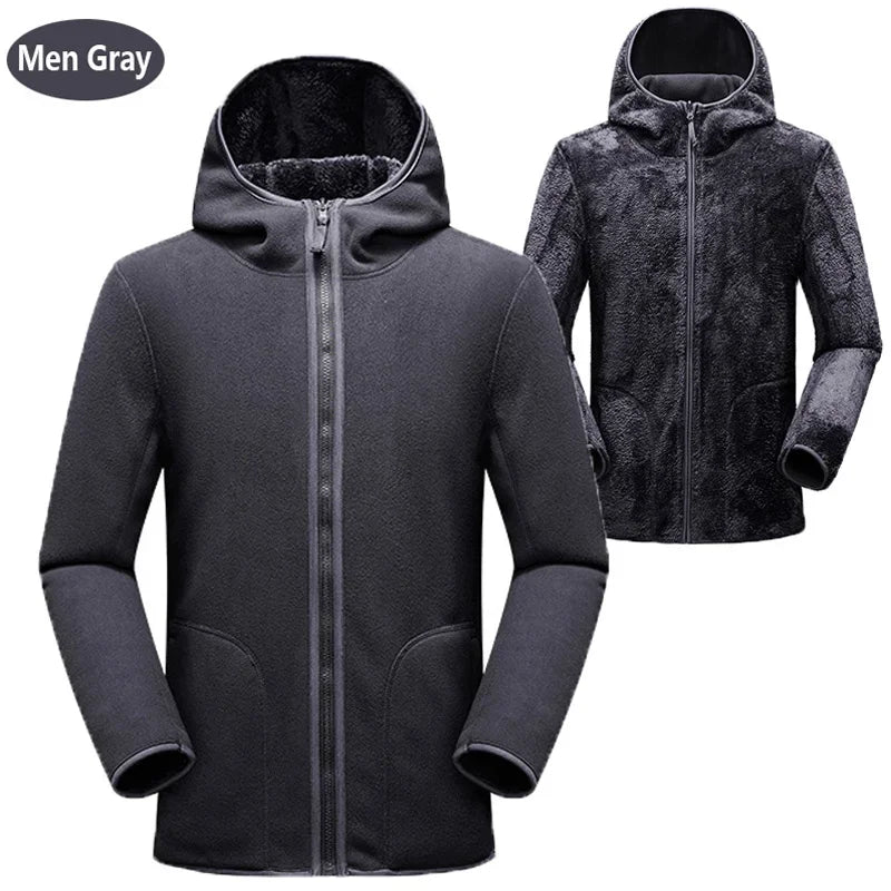 Dual Fleece Hoodie Unisex Reversible Jacket Fleece Hoodies | Chuzko.com