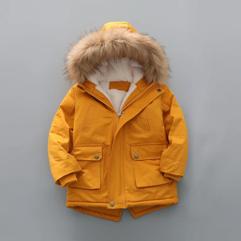 Kid's Hooded Winter Coat Fleece-Lined Jacket Kids Coats | Chuzko.com