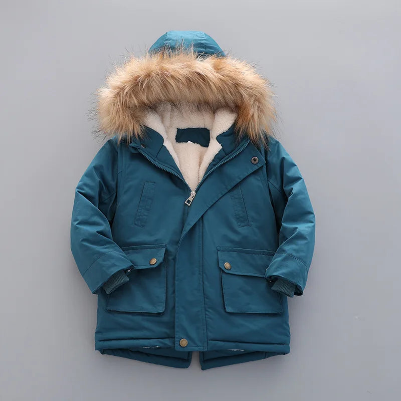 Kid's Hooded Winter Coat Fleece-Lined Jacket Kids Coats | Chuzko.com