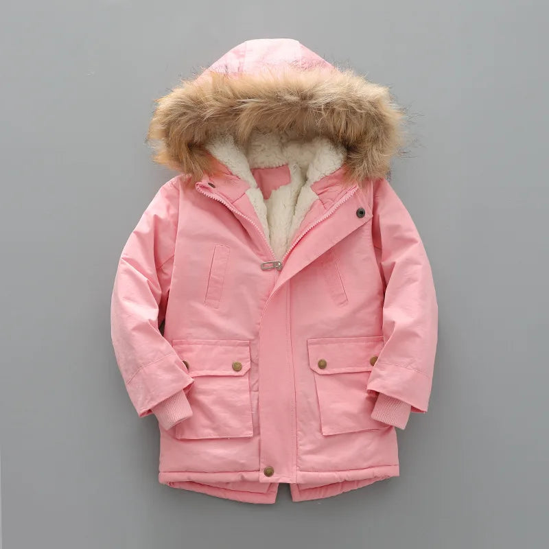 Kid's Hooded Winter Coat Fleece-Lined Jacket Kids Coats | Chuzko.com