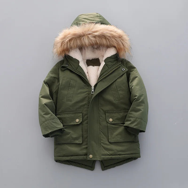 Kid's Hooded Winter Coat Fleece-Lined Jacket Kids Coats | Chuzko.com