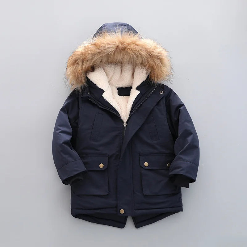 Kid's Hooded Winter Coat Fleece-Lined Jacket Kids Coats | Chuzko.com