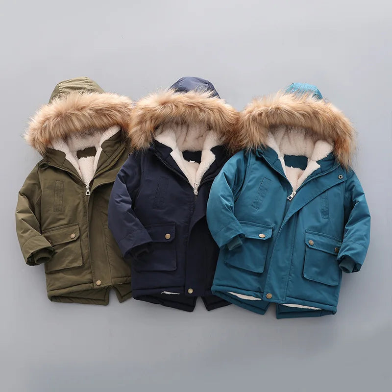 Kids Coats Kid's Hooded Winter Coat Fleece-Lined Jacket