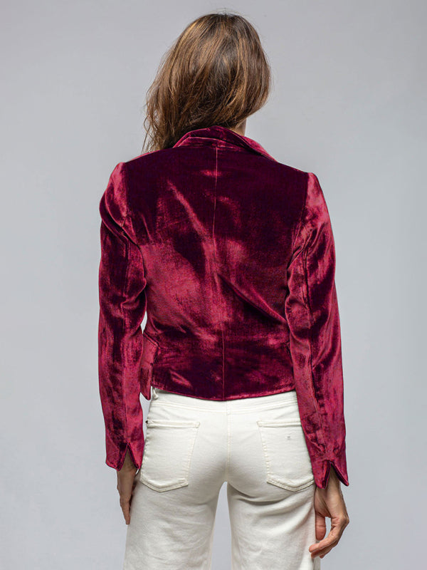 Elegant Velour Blazer One-Button Velvet Jacket for Women Velvet | Chuzko.com