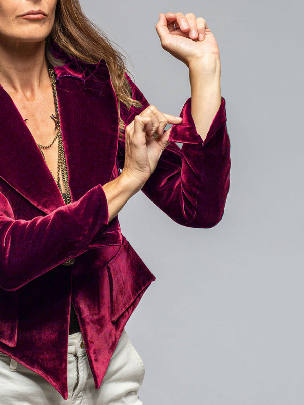 Elegant Velour Blazer One-Button Velvet Jacket for Women Velvet | Chuzko.com