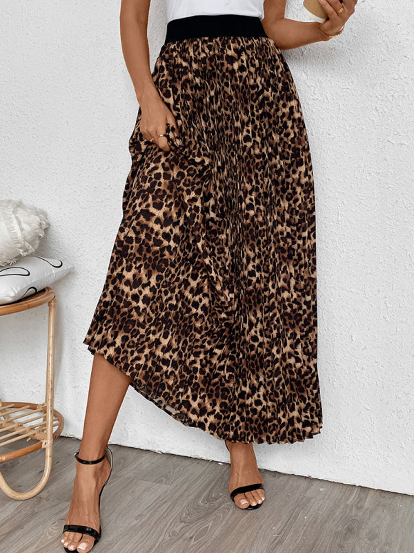 Leopard Print A-Line Maxi Skirt for Women	