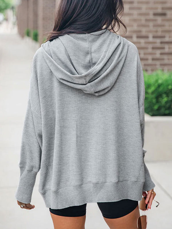 Casual Hooded Sweatshirt Women Polo Collar Top Hoodies | Chuzko.com