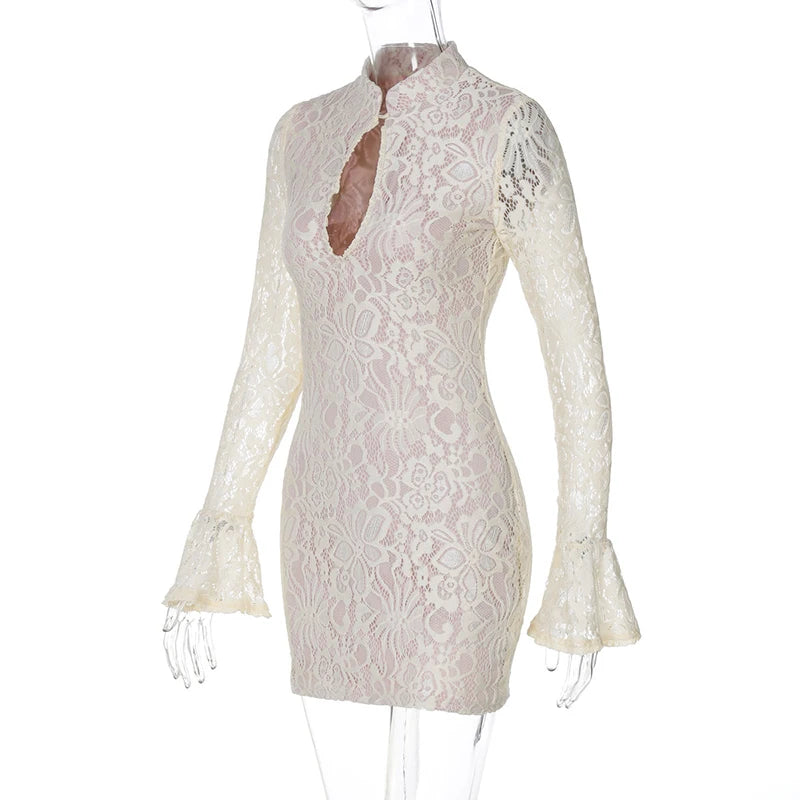 Floral Lace Teardrop Mini Dress Bodycon Mini Dresses | Chuzko.com