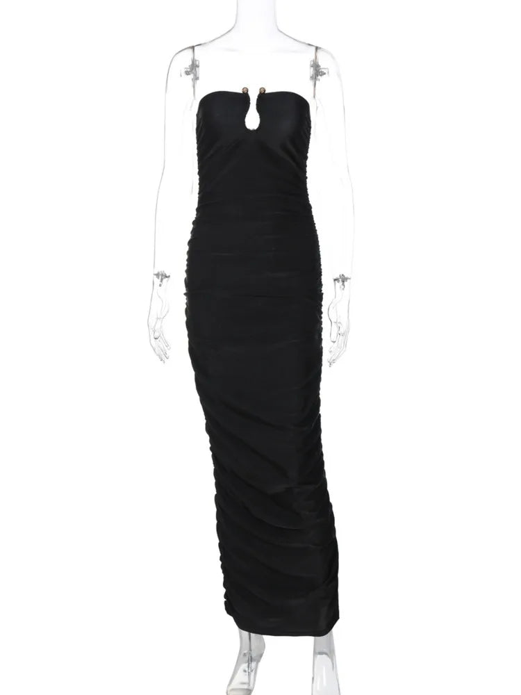 Strapless Ruched Gown for Elegant Evenings Tube Dress Elegant | Chuzko.com