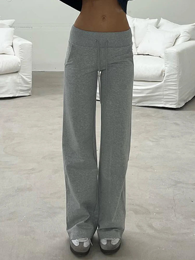 Flared Lounge Pants with Adjustable Drawstring	