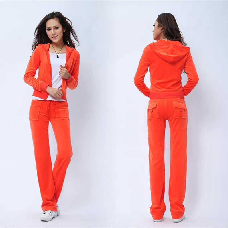 Velvet Lounge Set Flared Pants and Hoodie Velour Tracksuit Velvet | Chuzko.com