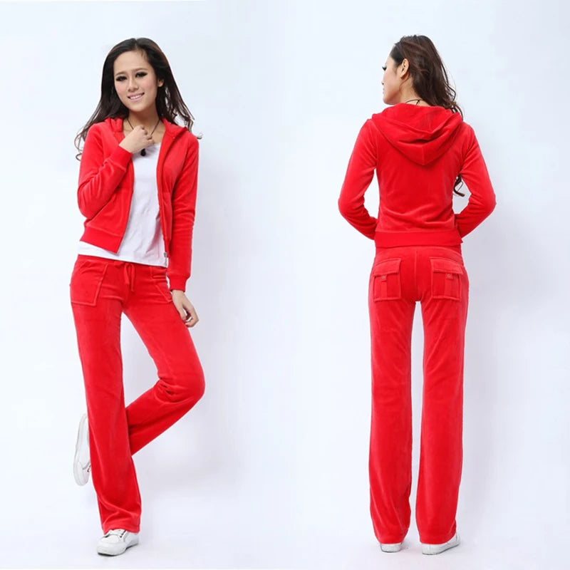 Velvet Lounge Set Flared Pants and Hoodie Velour Tracksuit Velvet | Chuzko.com