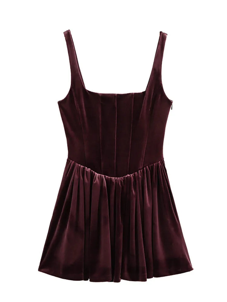 Velvet Flare Dress in Elegant Drop-Waist Velour Dresses