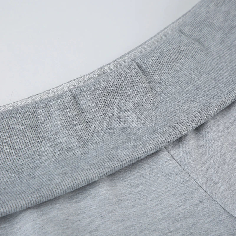 Gray Flared Leggings Trendy Low-Rise Ribbon Pants Flared Leggings | Chuzko.com