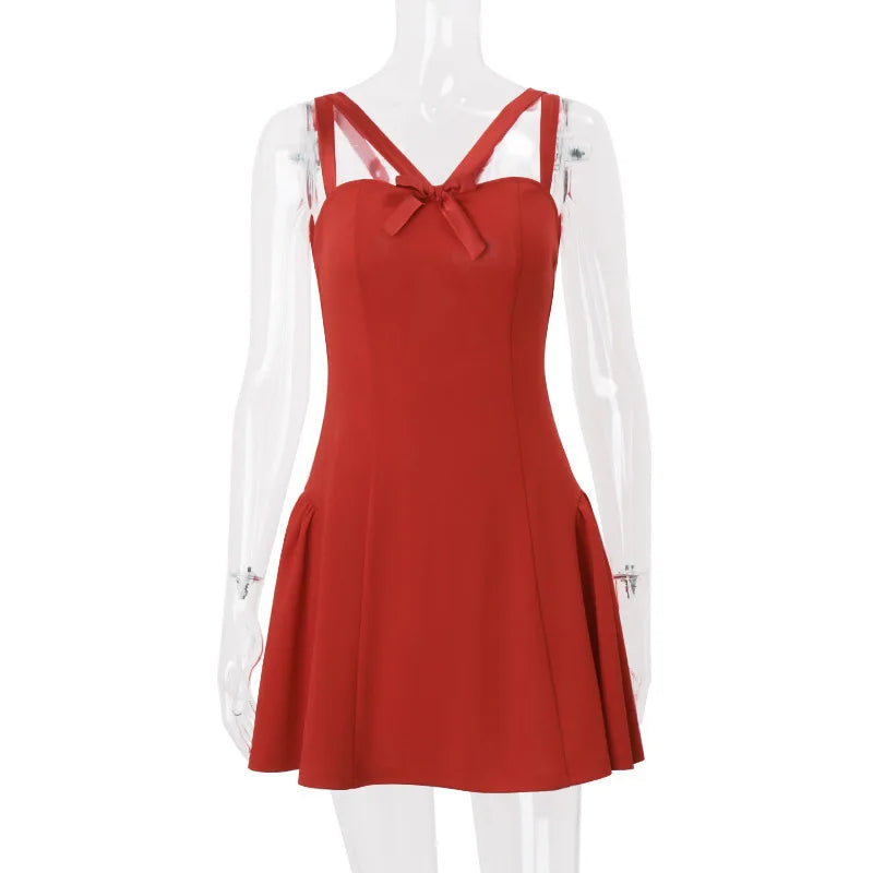 Elegant Little Red Drop Waist Dress Mini Dresses