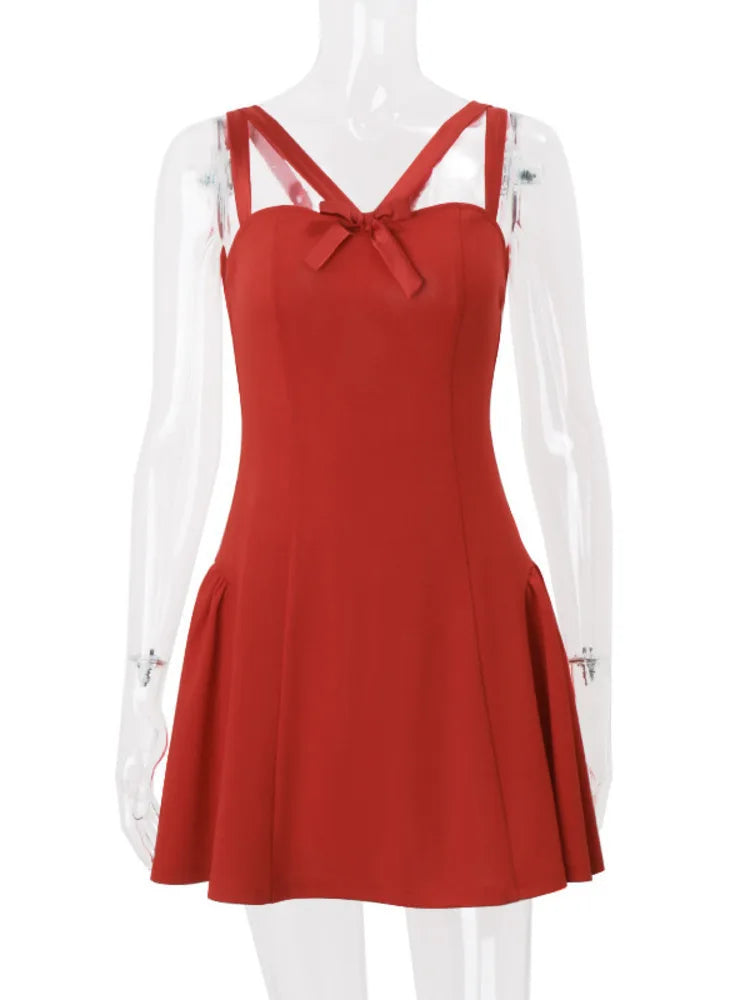 Elegant Little Red Drop Waist Dress Mini Dresses