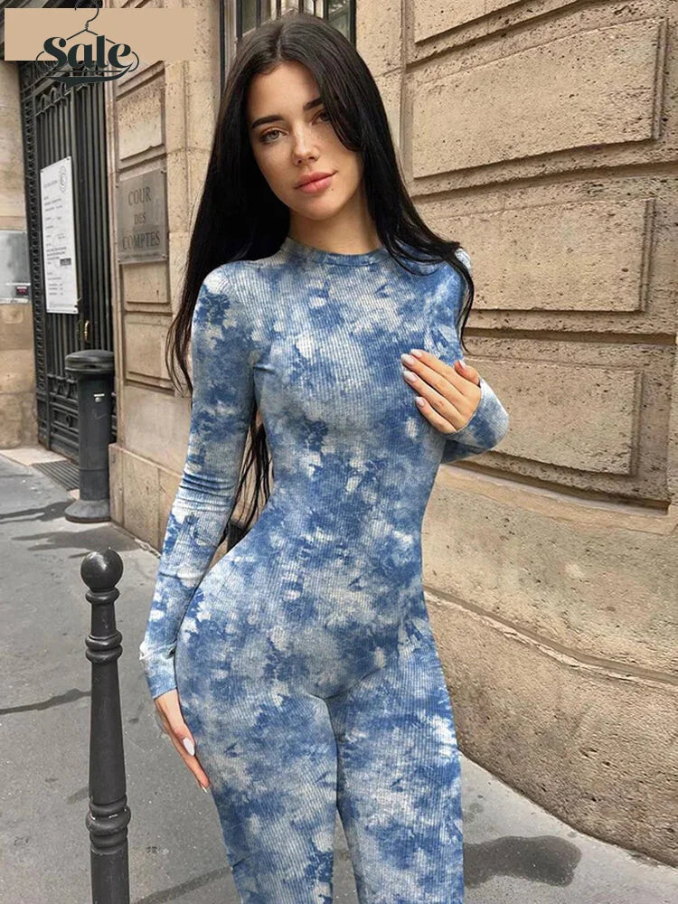 Cloud Tie-Dye Jumpsuit Women Full Unitard Jumpsuits