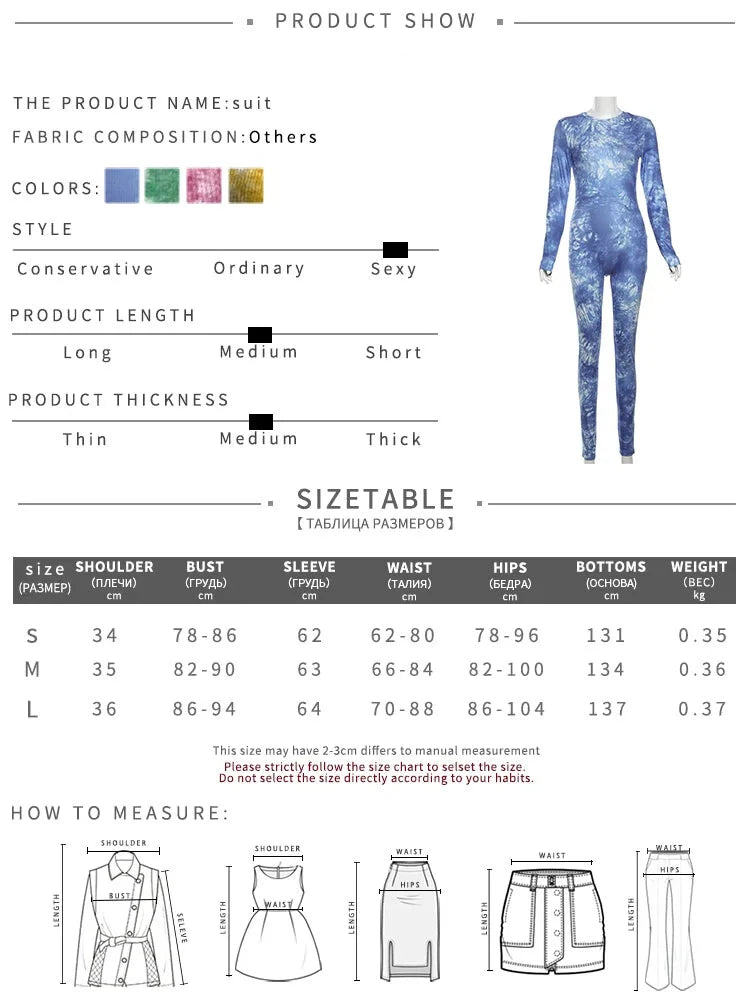 Cloud Tie-Dye Jumpsuit Women Full Unitard Jumpsuits