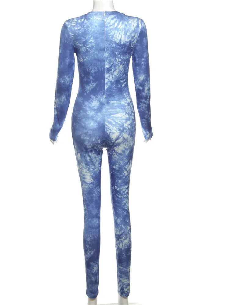 Cloud Tie-Dye Jumpsuit Women Full Unitard Jumpsuits