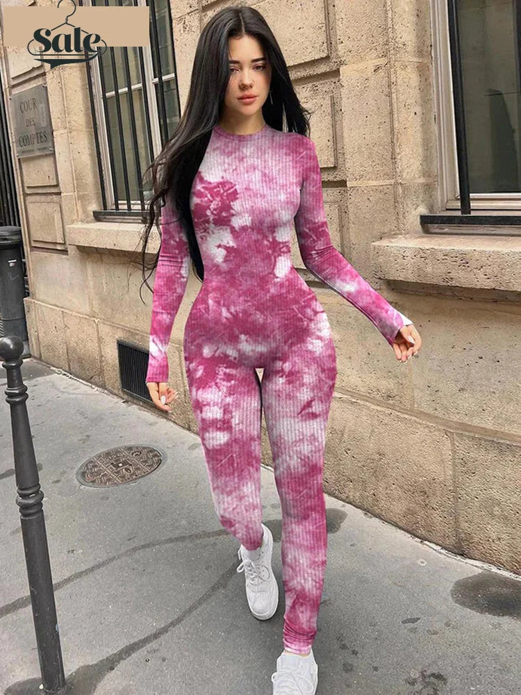 Cloud Tie-Dye Jumpsuit Women Full Unitard Jumpsuits