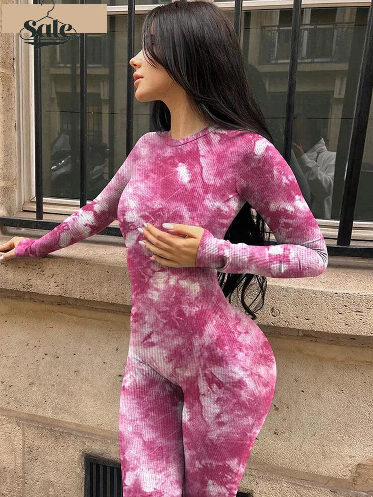 Cloud Tie-Dye Jumpsuit Women Full Unitard Jumpsuits