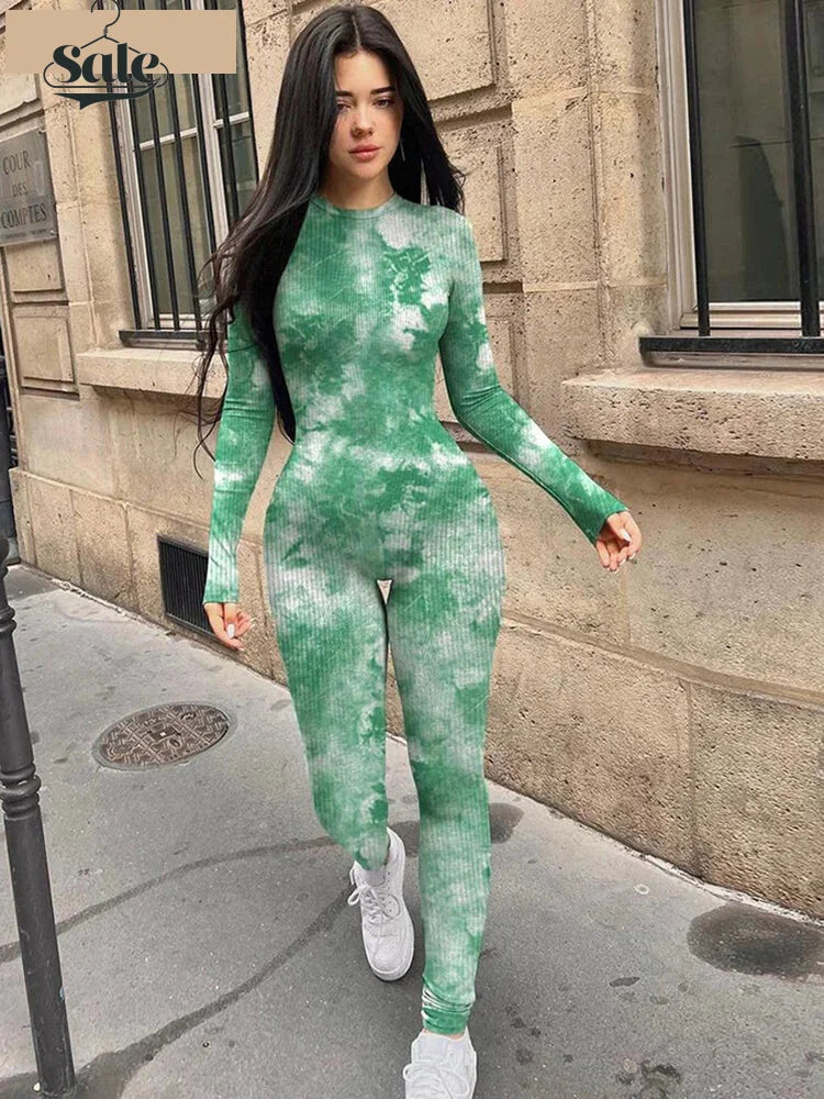 Cloud Tie-Dye Jumpsuit Women Full Unitard Jumpsuits