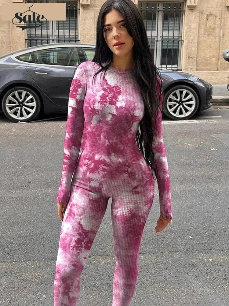 Cloud Tie-Dye Jumpsuit Women Full Unitard Jumpsuits