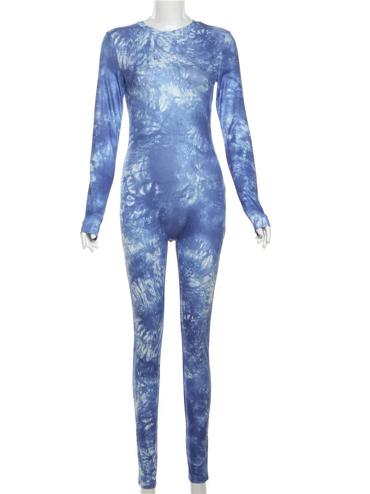 Cloud Tie-Dye Jumpsuit Women Full Unitard Jumpsuits