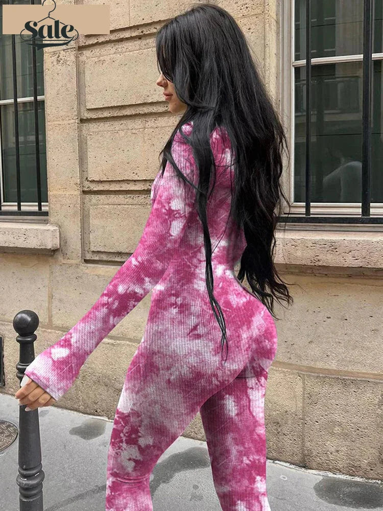 Cloud Tie-Dye Jumpsuit Women Full Unitard Jumpsuits