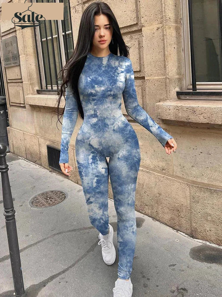 Cloud Tie-Dye Jumpsuit Women Full Unitard Jumpsuits