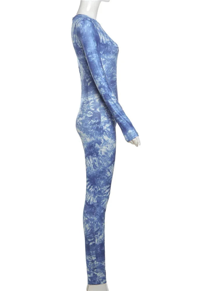 Cloud Tie-Dye Jumpsuit Women Full Unitard Jumpsuits