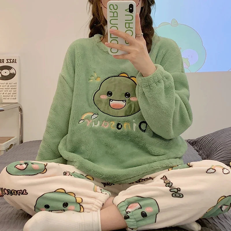 Cozy Anime Fleece Pajamas Sleepwear Polar Nightwear Pajamas Set