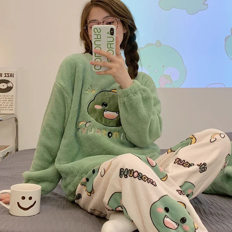 Cozy Anime Fleece Pajamas Sleepwear Polar Nightwear Pajamas Set