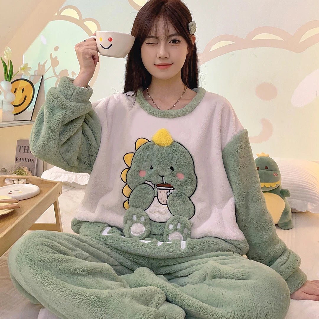 Cozy Anime Fleece Pajamas Sleepwear Polar Nightwear Pajamas Set