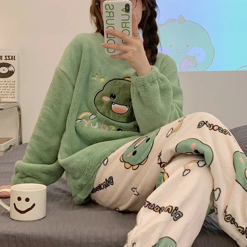 Cozy Anime Fleece Pajamas Sleepwear Polar Nightwear Pajamas Set