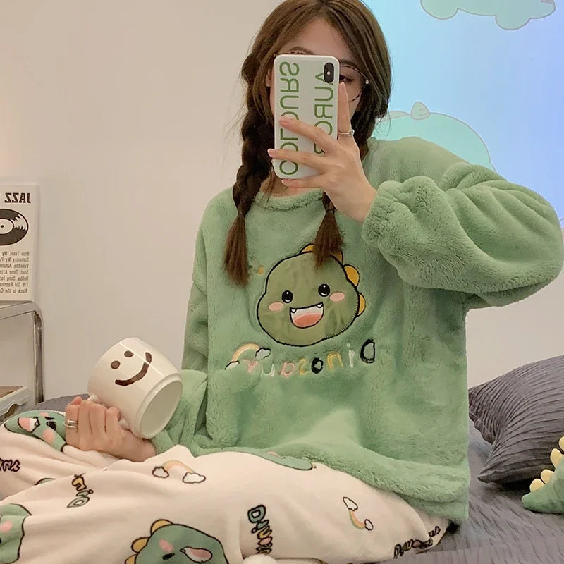 Anime Fleece Pajamas for Women - Cozy Sleep Set	