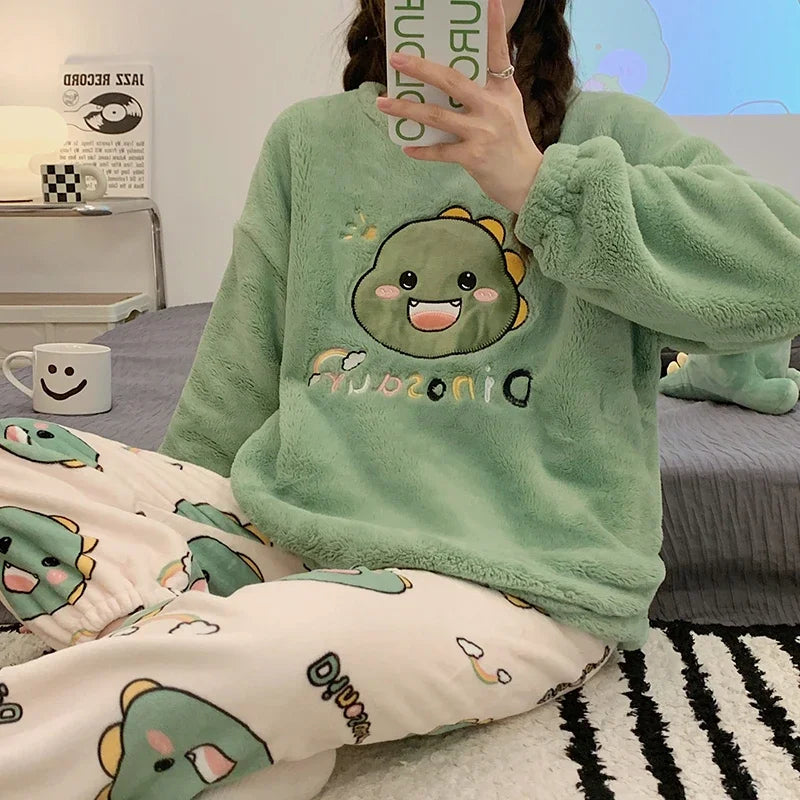 Cozy Anime Fleece Pajamas Sleepwear Polar Nightwear Pajamas Set