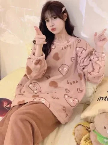 Fleece 2-Piece Pajama Set Winter Nights Sleepwear Pajamas Set