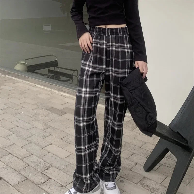 Plush Lined Plaid Loungewear Pants for Women Winter Pants