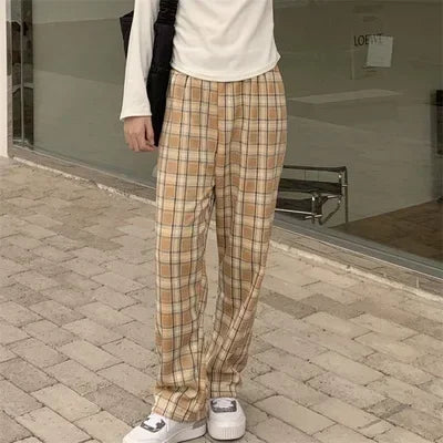 Plush Lined Plaid Loungewear Pants for Women Winter Pants