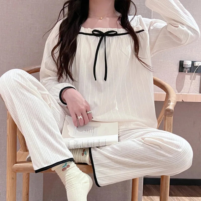 Pleated Loungewear Pajama Set Women PJs Pajamas Set