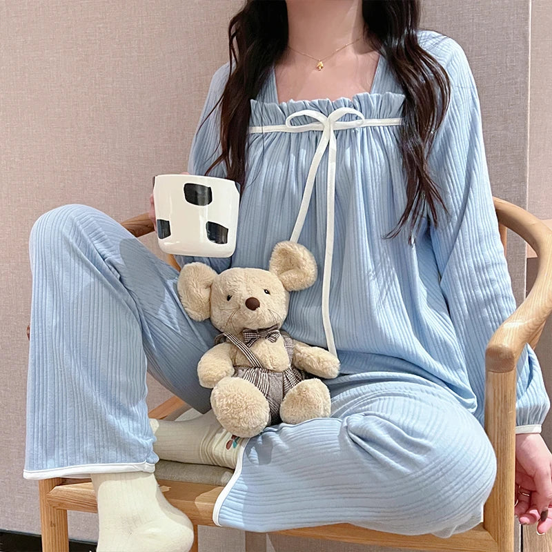 Pleated Loungewear Pajama Set Women PJs Pajamas Set